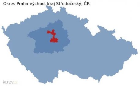 Mapa okresu Praha-východ a kraje v ČR