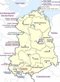 Mapa východního Německa NDR