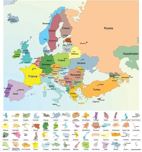 Mapy Evropy - 12 map ke stažení zdarma