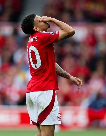 Morgan Gibbs-White of Nottingham Forest looking dejected.