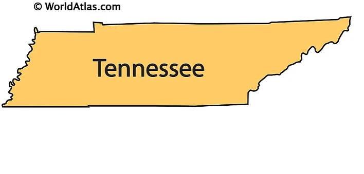 Secondary Outline Map of Tennessee