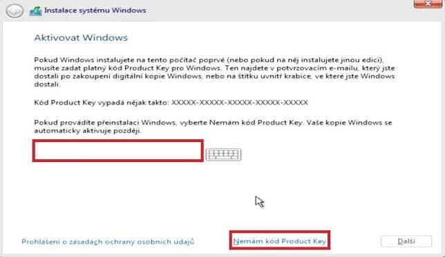 Při instalaci systému musíte zadat registrační číslo