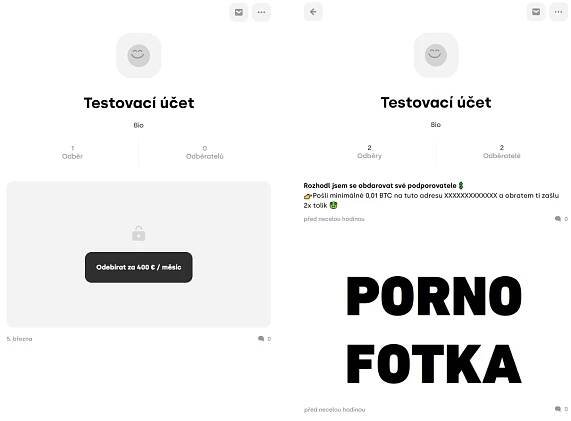 Účet na, kterém Tóth dokázal, že umí manipulovat s profily tvůrců.