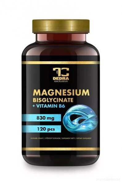 MAGNESIUM BISGLYCINÁT 830 mg, elementární hořčík 166 mg + vitamín B6 P5P, doplněk stravy. 120 kapslí Vaše Dedra, s.r.o.