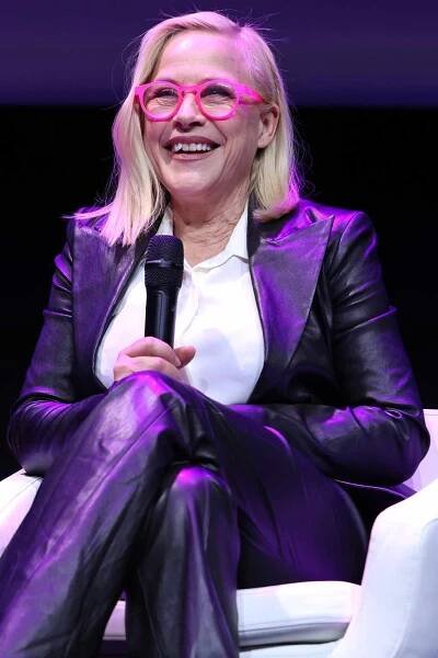 Patricia Arquette laughs during the "Master class with Patricia Arquette"Â on Day Seven of the Series Mania Festival on March 21, 2024 in Lille, France. 