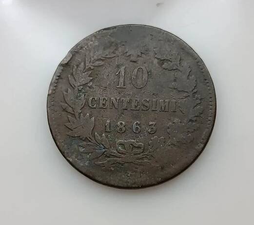 Itálie 10 centesimi 1863 (A375) - Numismatika