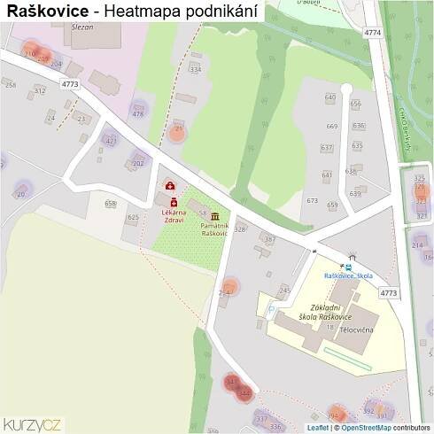 Mapa Raškovice - Firmy v části obce.