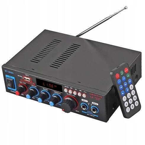 STEREO ZESILOVAČ BLUETOOTH RÁDIO FM PŘEHRÁVAČ MP3 S DÁLKOVÝM OVLÁDÁNÍM, PRAKTICKÝ Barva černá
