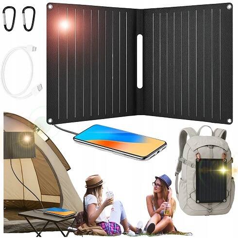 SOLÁRNÍ NABÍJEČKA PRO TELEFON 15W TURISTICKÝ SOLÁRNÍ PANEL SKLÁDACÍ USB