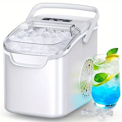 Home Portable Ice Maker, * to * Bullet Ice, 26 * Per Day, with Ice Scoop, Automatic Cleaning, One-button Operation, Suitable for Kit