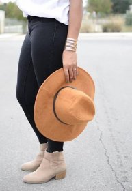 Zara Wide Brimmed Hat + Target Taupe Boots OOTD