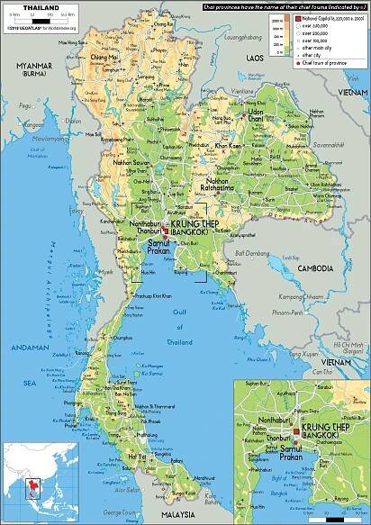 Thailand Map (Physical) - Worldometer