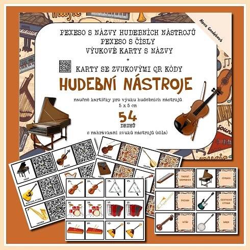 Hudební nástroje - 4 v 1, zvukové karty, 54 druhů - Pro Evinku