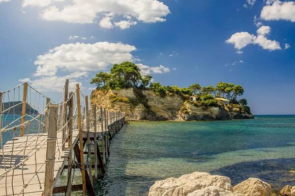 Bridge to island in Zante, Zakynthos, Ionian islands Greece
