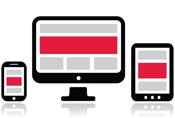 Citlivý design pro web - obrazovku počítače, smartphone, tablet ikony nastavit — Ilustrace