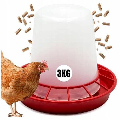 KRMÍTKO DÁVKOVAČ NA KRMIVO KRMIVO PRO KACHNÍ SLEPICE A HUSY DRŮBEŽE 3KG