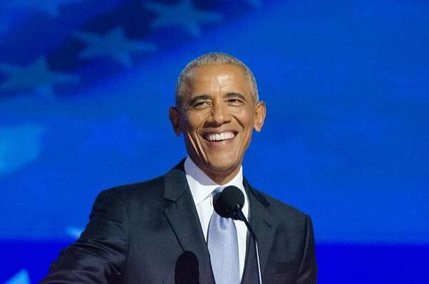 Former US President Barack Obama speaks during the Democratic National Convention (DNC) at the United Center in Chicago, Illinois, United States on August 20, 2024. 