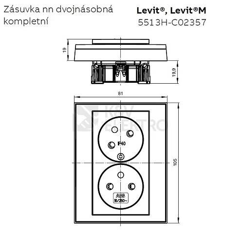 Obrázek produktu ABB Levit M dvojzásuvka onyx/kouřová černá 5513H-C02357 63 1