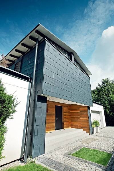 Tři různé materiály futuristické fasády rodinného domu | ASB Portal