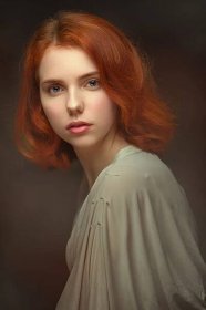 Redhead, Pavel Cherepko, women, portrait, simple background, looking at ...