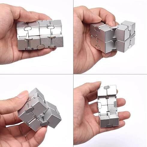Hračka Fidget Infinity Cube, hliníková slitina Metal Infinity Cube Gadgets Hračky pro dospělé, Magic Cube pro úlevu od stresu