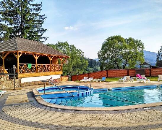 The swimming pool and summer bar