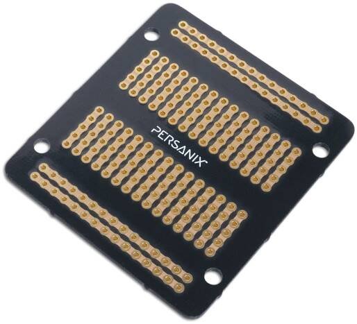 Solderable breadboard PCB in isometric pose.
