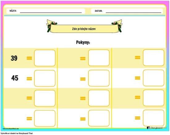 Pracovní List Psaní Římských Číslic Storyboard