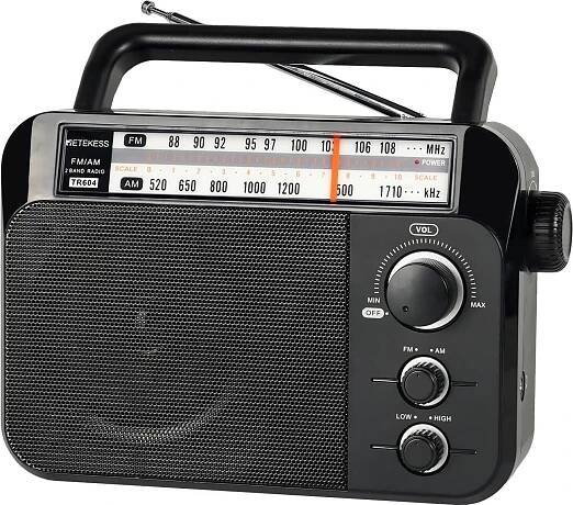 Retekess TR604 Přenosné rádio, FM rádio s provozem na baterie, velké tlačítko, velký