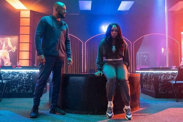 Julian Horton as Roy, Taylor Polidore Williams as Kimmie in episode 115 of Beauty In Black