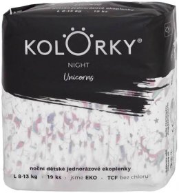 KOLORKY NIGHT - L (8-13 kg) - 19 ks - noční jednorázové eko plenky