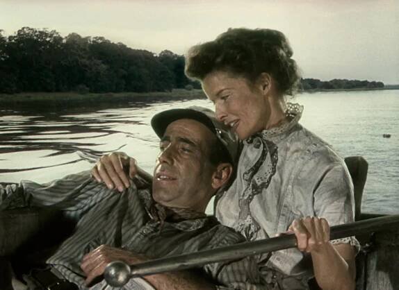 Katharine Hepburnová a Humphrey Bogart ve snímku Africká královna