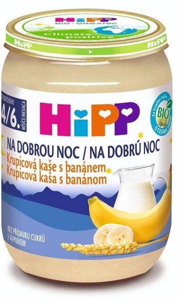 HiPP BIO Kaše na dobrou noc krupicová s banánem - 6× 190 g