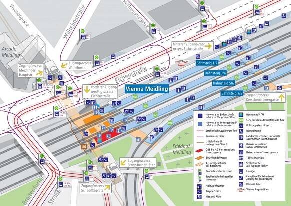 Mnichov hlavní nádraží mapu - Mnichov železniční stanice platforma mapě (Bavorsko - Německo)