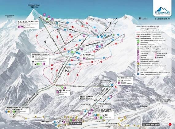 Mapa sjezdovek Kitzsteinhorn/Maiskogel - Kaprun