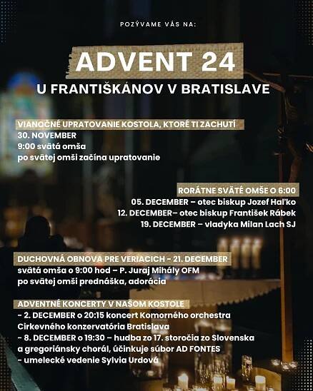 Advent 2024 u františkánov v Bratislave | Františkáni