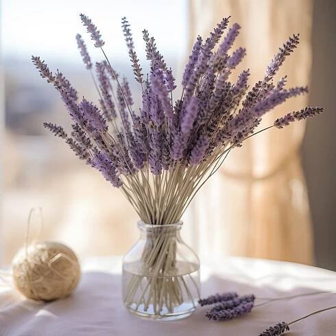 a dried lavender flower arrangement