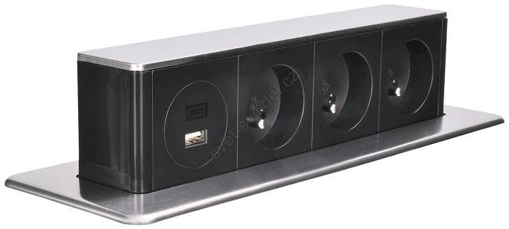 Zásuvkový sloupek pro desku stolu 3x230V + USB-A + USB-C