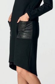 Černé dámské šaty s dlouhými rukávy a kapsami 7102