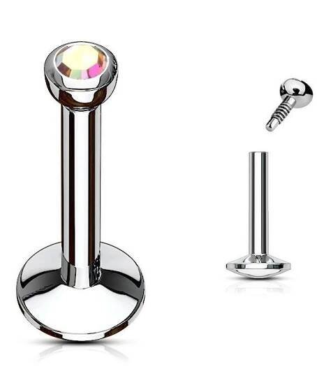 Piercing do brady - labreta, zirkon 2 mm