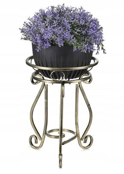 Kovový květináč se zlatou patinou 37 cm, stojan na květiny, rostliny LOFT Stav balení originální
