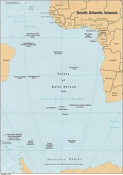 tristan da cunha map atlantic ocean