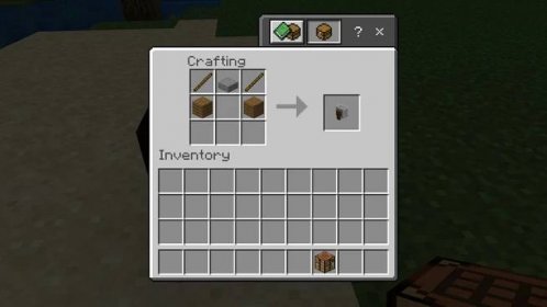 recept na crafting Minecraft grindstone. Vyžaduje dvě prkna, dvě tyče a kamennou desku.