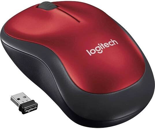 Logitech M185 optická myš, přenos bezdrátový, 3 tlačítko, 1000 dpi, červená