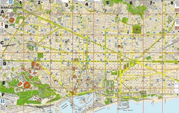 Barcelona: Mapa🗺️ – památky & tusistické mapy ke stažení
