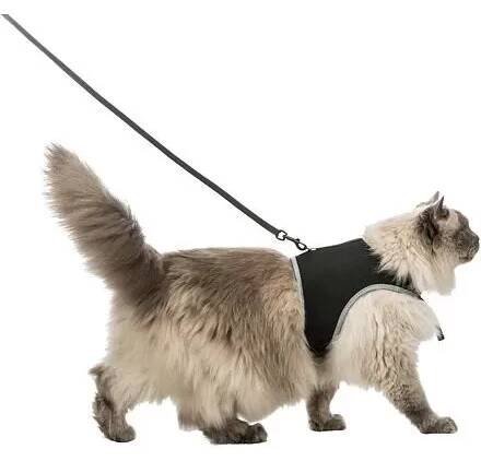 Trixie Měkký postroj s vodítkem pro kočku XL 36-54cm / 1,20 m černý
