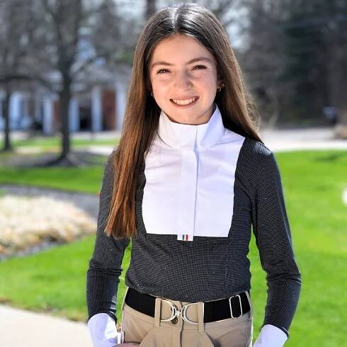 Girls Ariella Long Sleeve Show Shirt (Black Dots)