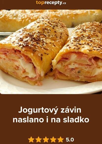 a plate with some food on it and the words jogurtovy zavin nasalano na sladko