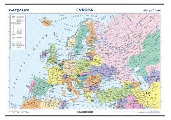 Evropa – státy a území – školní nástěnná mapa