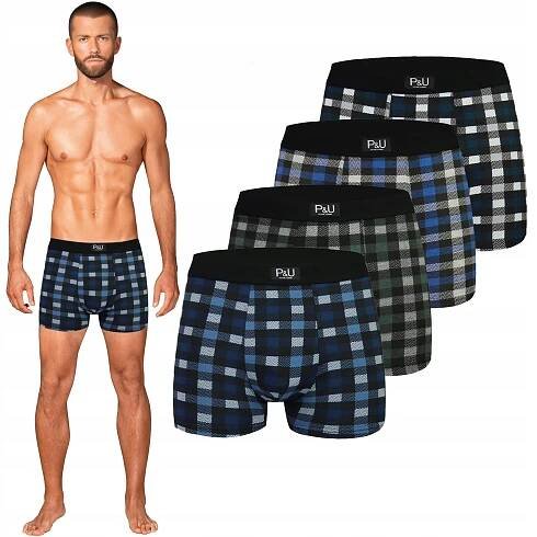 NETi Přiléhavé pánské bavlněné boxerky s širokou gumou 4Pak 2XL
